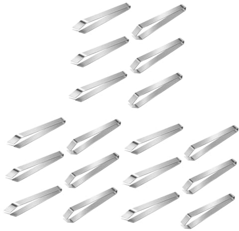 Angoily 18pcs Tweezers Flat Collet Food Grade Stainless Steel Manual Tweezers for Aquascaping Tools for Fish Bone Removal
