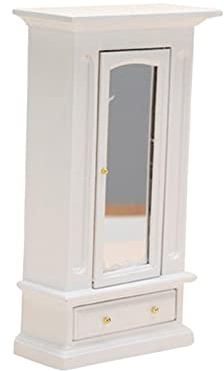 Luwecf 1:12 Scale Doll House Wardrobe Storage Cabinet Miniature Wooden Furniture Model, White