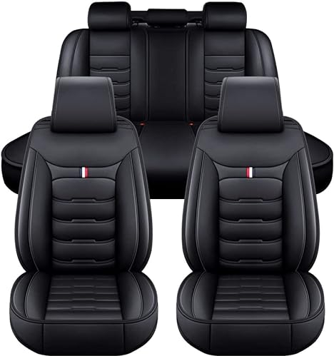 Valcla Autositzbezüge für Volvo Xc60 S80 S60 2011-2017, 5 Sitzer PU Leder Wasserdicht Bequem Rutschfester vorne hinten Autositzbezüge, Auto Innenraum Zubehör,B Black