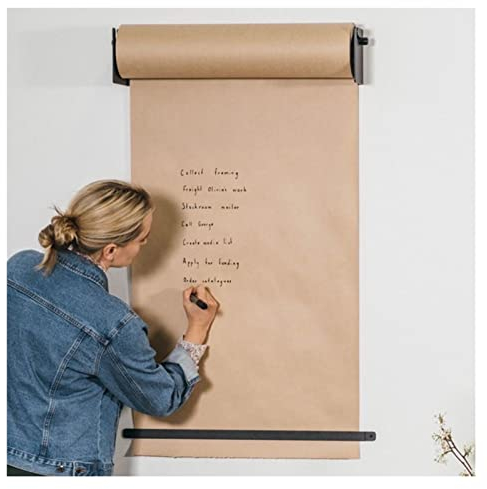 Notizpapierspender zum Aufhängen an der Wand, umweltfreundlicher Kraftpapierrollenhalter für Büro/Café/Studio/Restaurant, Wandhalterung aus Metall (Farbe: Schwarz, Größe: 67 cm/26,3 Zoll breit)