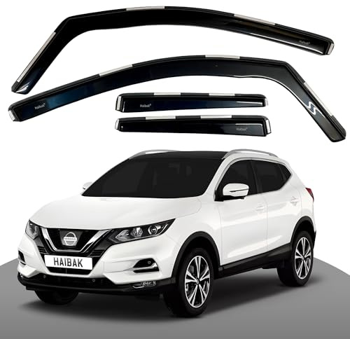 Haibak – Wind Deflectors Set Compatible with Nissan Qashqai MK2 2014-2021 – 5 Door SUV, 4PC Tinted In-Channel Window Visors – Side Window Rain Guards