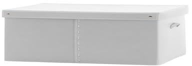 LIMAC Design GABRY Aufbewahrungsbox aus Leder mit Deckel für Schränke, Leder Gross Kisten aufbewahrung, Aufbewahrungswürfel mit Griffen, Hergestellt in Italien. (Weiß, Mod. 2-44x59x19 H)