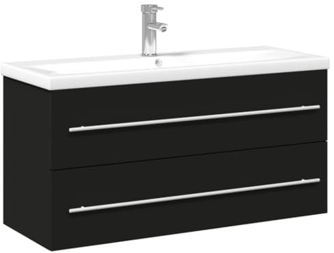 vidaXL Waschbeckenunterschrank mit Einbaubecken Schwarz