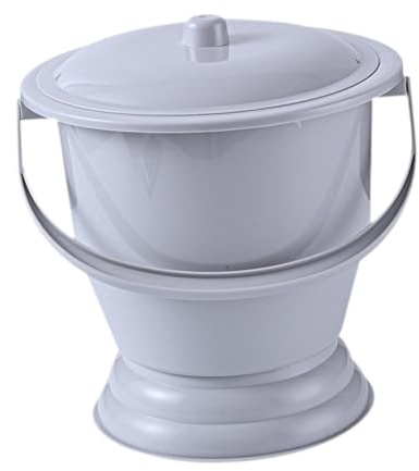 Harilla Nachttopf Toilette Haushaltstöpfchen Eimer Spucknapf Urinal mit Deckel für Frauen Männer Kinder Erwachsene Schlafzimmer Innen, grau