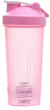 Lwaviwer Shaker Cup Sports - Vaso Agitador Proteinas, Botella Batidos Portátil y Práctica de Plástico de 600 ml, para Adultos, Color Rosa
