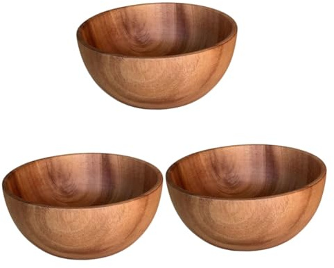 CONGARTENO 3pcs Elegant Wooden Salad Bowl Food Basin for Camping Dinner Parties Family Gatherings Bars