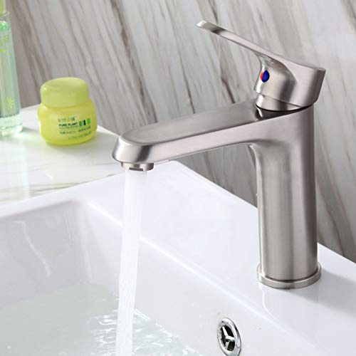 304 Stainless Grifo de Lavabo de Acero Caliente Y Frío Dibujo de Alambre sin Plomo Sobre el Lavabo Del Mostrador Grifo Del Lavabo Del Baño, HUIROBO