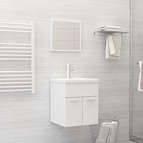Lauuoeriau Möbelartikel Home Badmöbel-Set Weiß Holz-Möbel
