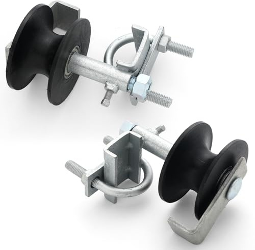 Blulu 2 Pcs Chain Link Nylon Rolling Gate Track Wheel Rollers, Sliding Gate Rollers Cantilever Gate Rollers Galvanized Steel Rolling Gate Hardware for 2 (1-7/8) Gate Frame and 1-5/8 Track Pipe