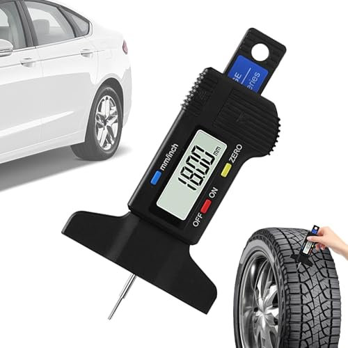 Tread Checker - Digital Tyre Tread Depth Gauge | Tread Checker Tyre Guage | Portable Tire Depth Measure with Large LCD Display | Pressure Checker for car van Trucks Motorbikes, Large LCD Screen