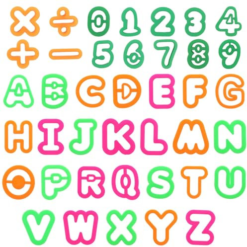 ElevateTech 41Pcs Playdough Tool Set, Clay Alphabet Numbers Molds Cutters Mathematical Symbols Dough Tools Preschool Early Childhood Suitable Boys Girls