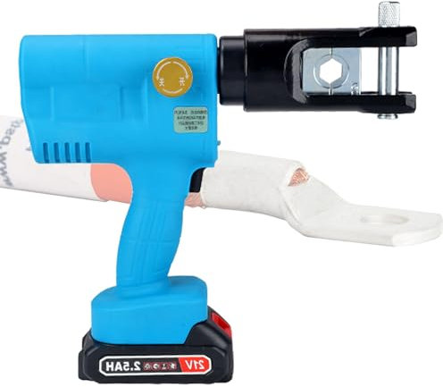 VNATWGOO Pinza Crimpatrice Idraulica Elettrica con 2 Batterie, Pinza Crimpatrice Professionale A Batteria, per Terminali in Rame E Alluminio, Kit di Cablaggio Portatile,SME240