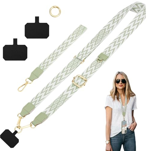 ONEKERUN Cordon Telephone Portable Laniere Universelle Dragonne Amovible Lanyard Téléphone Sangle Sac Bandouliere Large Collier Réglable avec 2 Patchs pour Smartphones Appareil Photo