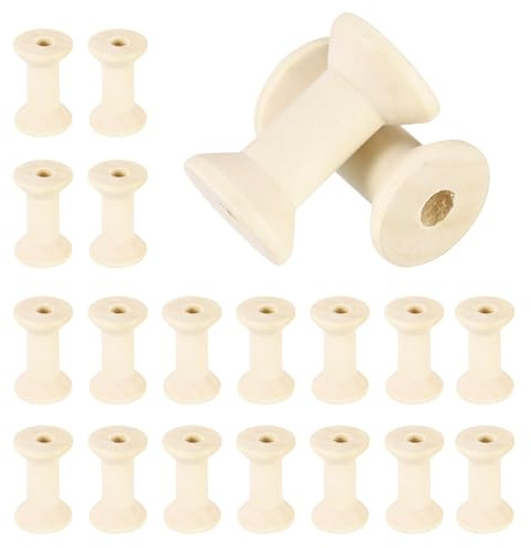 QUARKZMAN 20 Pcs Carrete De Madera Para Manualidades, 2/50 mm Carretes De Madera Vacíos Sin Terminar Carretes De Madera Para Cinta Para Arte, Hilo Cuerda Cinta, Del Hogar (Madera)