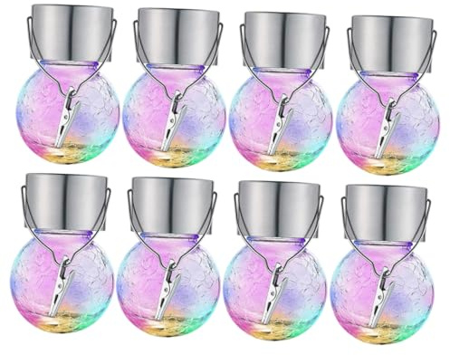 HOLIDYOYO 8stücke Teiliges Solar Hängelampe Mit -knackball Für Außenbereich Einfache Installation Für Garten Balkon Und Terrasse