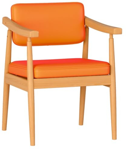Mid Century Modern Esszimmerstühle mit Holzrahmen, Akzentstuhl, moderner Ledersessel, gepolsterte Küchen-Esszimmerstühle für Wohnzimmer, Rezeption, Küche, Schreibtisch