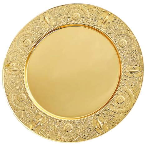 ULTECHNOVO Plateau Métallique Rond Grand Format Plateau de Service Multifonction pour Fruits Snacks et Desserts pour Maison et