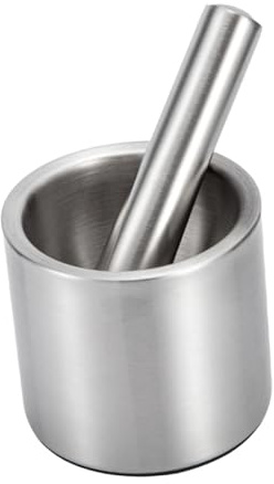 JECOMPRIS Wear-resistant Garlic Grinder and Smooth Grinding Rod Stainless Steel Pestle and Grinding Bowl for Garlic, Ginger, and Chili Crushing in Kitchen Cooking