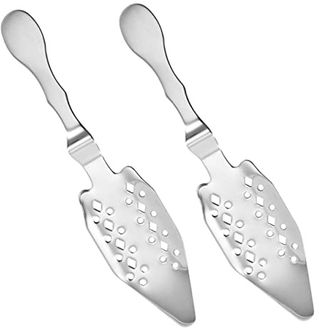 DONFAMDS 2 piezas Cuchara para Absenta de Acero Inoxidable Cuchara Hueca para Azúcar y Filtrado Accesorio para Hogar y Bar Diseño Duradero y Cómodo