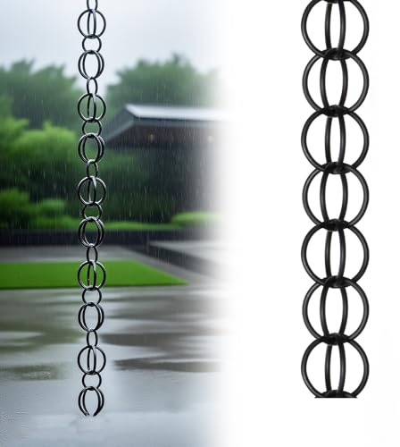 Poxvythb Metall-Regenkette mit Haken, Kette Regenketten Kreis-Windspiel-Hänge-Regenkette, Metall Ketten zum Aufhängen Kette mit Haken, für Zuhause, Balkon, Terrasse1.5m(5ft)