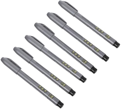 TOYANDONA Juego Profesional de 6 Plumas para Caligrafía China Punta Suave Tamaños Grande Mediano y Pequeño Tinta Negra Pinceles Estilográficos para Escritura Artística y Dibujo