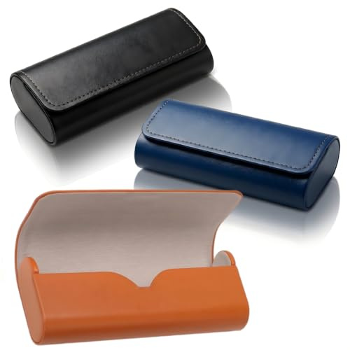 ZWQLZG Brillenetui Hardcase, 3er Pack Brillentasche Lederetui für Brille | Premium PU Leder Brillenetui Vintage-stil Brillen Etui Damen und Herren für Sonnenbrille Travel Reise