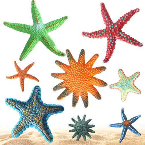 Qunkun 8 Stück Seestern Unterwasser, Seestern Pool Spielzeug, Gummi Meerestiere, Dekorative Meerestiere, Schwimmbad Unterwasser Poolspielzeuge für Sommeraktivitäten und Tauchspiele