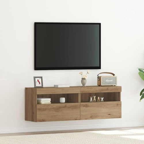 Boltkex TV-väggskåp, 2 stycken artisan-ek, träbaserade material, TV-skåp, lowboard, tvbänk, mediamöbler, hifirack, vardagsrum, hemmabio, förvaring, organisering