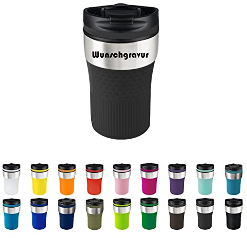 Thermobecher BAYA mit Gravur | Kaffebecher to Go | Isolierbecher | BPA-Frei | personalisiertes Geschenk | Namen | Geburtstag | Geschenkidee | 230ml (Schwarz)