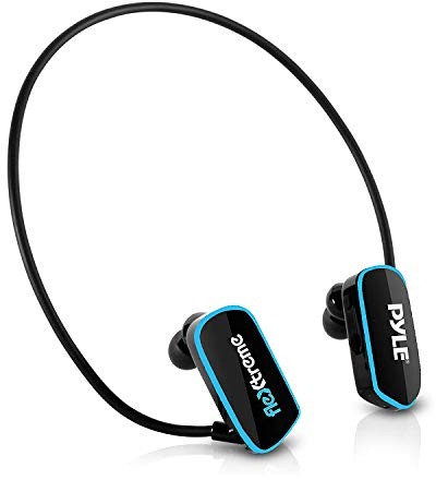 PYLE - Lettore MP3 impermeabile aggiornato – V2 Flextreme Sport indossabile lettore musicale 8 GB subacqueo nuoto jogging palestra auricolari ricaricabili flessibili USB Connection9 – PSWP14BK