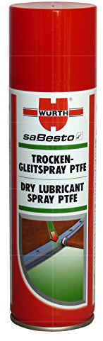 Würth Trockengleitspray PFTE 300ml geeignet für Schiebedach- und Sitzschienen, Türangeln und Schlösser, Schiebetüren, Kippfenstermechanismen, Fensterverschlüsse, Möbelscharniere