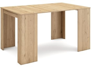 Skraut Home | Table Console Extensible | Console Meuble | 140 | pour 6 Personnes | Table à Manger | Style Moderne | Chêne
