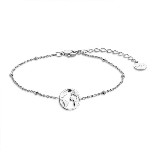 XENOX® Weltkugel Armband - Damen Armband aus hochwertigem 925/- Sterlingsilber mit Weltkugel-Anhänger