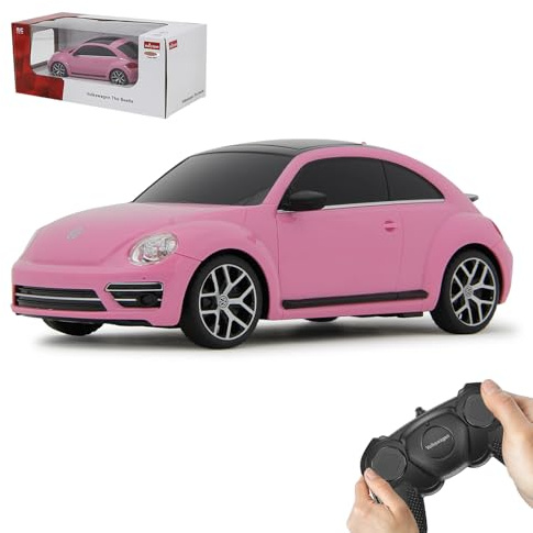 JAMARA VW Beetle 1:24 Pink 2,4GHz - RC Auto, offiziell lizenziert, ca 1 Std Fahren, 9 Km/h, perfekt nachgebildete Details, detaillierter Innenraum, hochwertige Verarbeitung