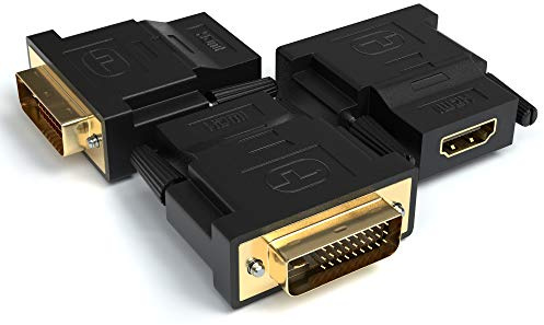 JAMEGA - HDMI auf DVI Adapter 3er Pack | HDMI A Buchse auf DVI Stecker | 4K Ultra HD Full HD 1080P HDTV Konverter | Kontakte vergoldet