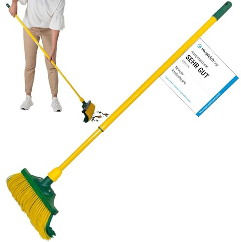 Krallenbesen Set 40 cm Holz mit Teleskopstiel gebogenen Borsten Gartenbesen Straßenbesen Kehrbesen Laubbesen (1, 40 cm Besen mit Stiel)