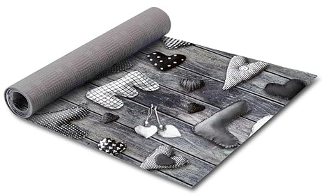 HomeLife PVC Küchenläufer waschbar & rutschfest | 52 × 160 cm | PVC Teppich Läufer für Küche, Flur & Bad | Polyester Teppich für Eingangsbereich Innen & Außenbereich | Herzstück