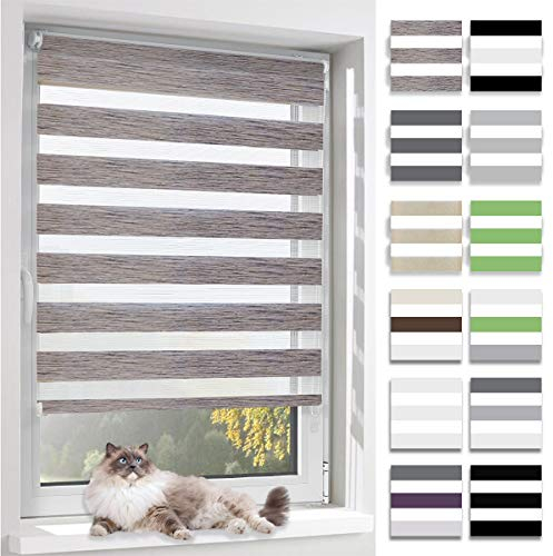BelleMax Doppelrollo Klemmfix ohne Bohren & mit Bohren, Marmor Grau 55x120cm(BxH), Duo Rollo, Sonnenschutz lichtdurchlässig Blickdicht, Klemmrollo Fensterrollo, Rollos für Fenster und Tür