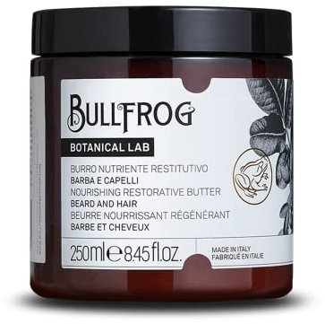 Bullfrog - Beurre Nutritif Réparateur – Baume pour Cheveux et Barbe, Nourrit et Adoucit, Formule au Pistache et à l'Amande, 97,2% d'Ingrédients Naturels, 250 ml