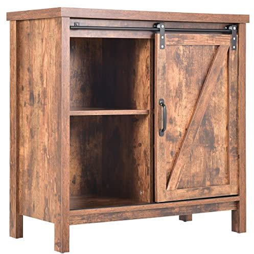 ZWJABYY Armoire De Cuisine,Armoire LatéRale,Buffet,Armoire De Rangement,avec Portes Coulissantes Et éTagèRe RéGlable Solide Et Fiable,Salon Cuisine Salle à Manger,Brun Vintage 80 * 40 * 60.5 Cm