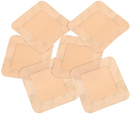 Healvian 6 Pack Silicone Wound Dressing, 7.5 x 7.5 cm, Sterile | Wound Pads with Soft Silicone Border,High Absorbency,Waterproof Backing Cushion for Pressure Sores, Bed Ulcers & Leg Cuts