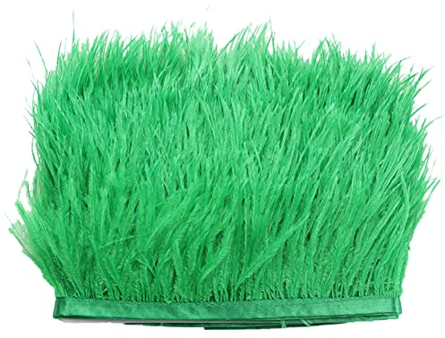 Türkei Federn Fringe Trim,2M Natürlichen Flauschigen Feder Fransen mit Satinband zum Nähen DIY Deko Federn basteln DIY Cape Schal Rock Halloween Kleid Weihnachten Kostüme Dekoration Ostern,Grün #2