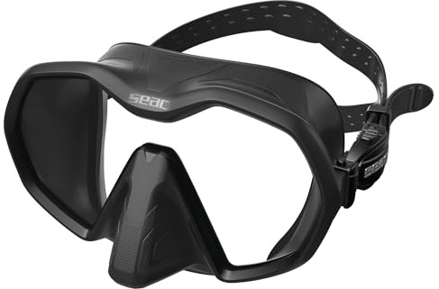 SEAC Icona, máscara monocristal sin Marco 100% Made in Italy para Buceo, Negro