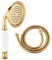 Wussh 3.85 Inch Classic Traditional Brass Telephone Hand Shower Head Polished Gold and Ceramic Handheld Showerheads with 1.5M Hose Set