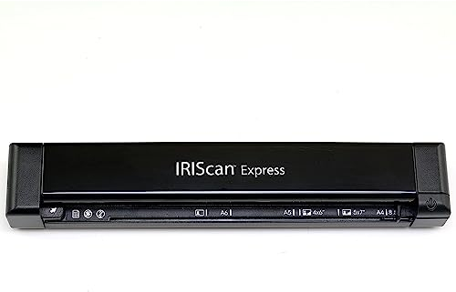 IRIScan Express escáner portátil a4 Color-v4 8PPM: Editor PDF Gratuito, simplex, USB, escáner de PDF, escaneo a Word, PDF, XLS, Tarjetas de Visita a Outlook, escáner de Fotos, escáner de Recibos Win