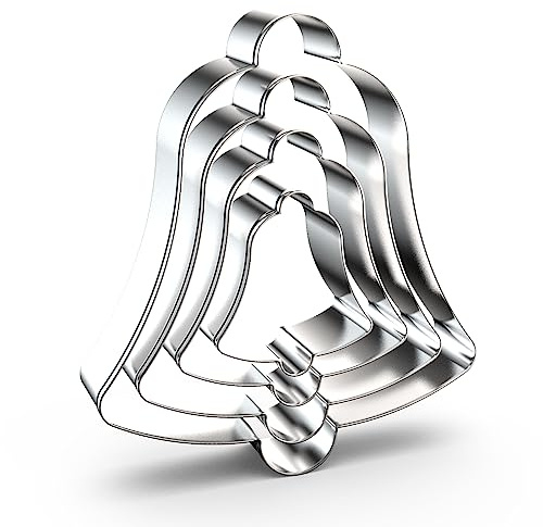 Christmas Church Bell Cookie Cutter Set - 5, 4, 3, 2 - 4 Piece - Stainless Steel