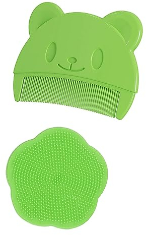 RY-EARL Bürste und Kamm für Milchschorf, Baby Bad Silikonbürste,Sanfter Sensorischer Schrubber Baby Haarkamm mit Weichen Silikonborsten Hilft Bei der Sanften Massage der Kopfhaut,Unverzichtbare(Grün)