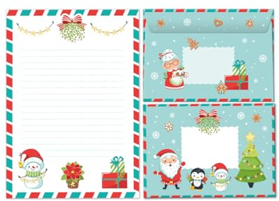 Briefpapier-Set Weihnachtsbriefpapier Schneemann Weihnachten als Briefblock mit Umschlag für Kinder Mädchen Jungen (Block A5 mit 25 Blätter + 15 Umschläge)
