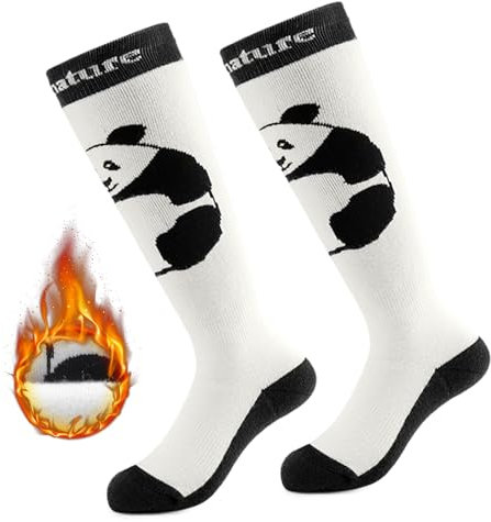 Qunature Skisocken Kinder Thermosocken 1 Paar Winter Kniestrümpfe Mädchen/Jungen Thermo Warme Atmungsaktive Wintersocken für Winter-Sports Skifahren, Skaten, Snowboarden Fußgröße 29-32 Weiß M
