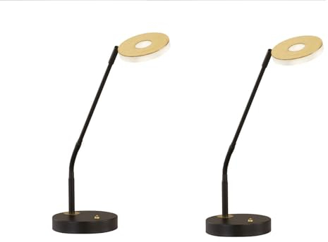 meineWunschleuchte 2er SET Schreibtischlampen Schwarz/Gold mit Dimmer - 60cm groß